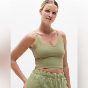 Athleta V-Neck Crop Sports Bra, Eucalyptus, XS